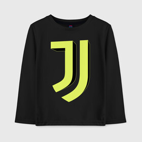 Детский лонгслив хлопок с принтом Juventus 3D Logo Yellow (2021) в Новосибирске, 100% хлопок | круглый вырез горловины, полуприлегающий силуэт, длина до линии бедер | 0x000000123 | juve | juventus | ronaldo | юве | ювентус