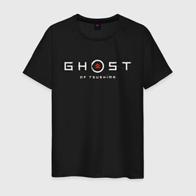 Мужская футболка хлопок с принтом Ghost of Tsushima в Новосибирске, 100% хлопок | прямой крой, круглый вырез горловины, длина до линии бедер, слегка спущенное плечо. | Тематика изображения на принте: ghost | ghost of tsushima | tsishima | призрак | призрак цусимы | цусима