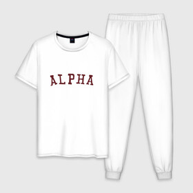 Мужская пижама хлопок с принтом ALPHA в Новосибирске, 100% хлопок | брюки и футболка прямого кроя, без карманов, на брюках мягкая резинка на поясе и по низу штанин
 | alpha | альфа | кб | клуб романтики | макс | оборотень