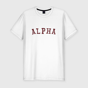 Мужская футболка хлопок Slim с принтом ALPHA в Новосибирске, 92% хлопок, 8% лайкра | приталенный силуэт, круглый вырез ворота, длина до линии бедра, короткий рукав | Тематика изображения на принте: alpha | альфа | кб | клуб романтики | макс | оборотень