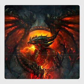 Магнитный плакат 3Х3 с принтом Огненный Дракон  в Новосибирске, Полимерный материал с магнитным слоем | 9 деталей размером 9*9 см | Тематика изображения на принте: drag | dragon | арт | динамическое | динозавр | дракон | красивое | фантастика
