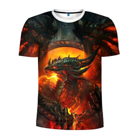 Мужская футболка 3D спортивная с принтом Огненный Дракон в Новосибирске, 100% полиэстер с улучшенными характеристиками | приталенный силуэт, круглая горловина, широкие плечи, сужается к линии бедра | drag | dragon | арт | динамическое | динозавр | дракон | красивое | фантастика