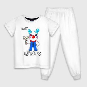Детская пижама хлопок с принтом Свинка Пигги из Roblox в Новосибирске, 100% хлопок |  брюки и футболка прямого кроя, без карманов, на брюках мягкая резинка на поясе и по низу штанин
 | pig | piggi | roblox | svinka | игра | пигги