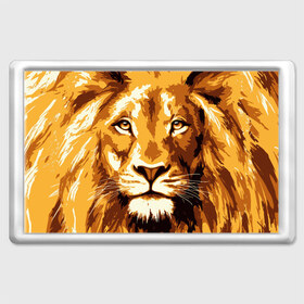 Магнит 45*70 с принтом Взгляд льва в Новосибирске, Пластик | Размер: 78*52 мм; Размер печати: 70*45 | Тематика изображения на принте: арт | грива | деко | жедтая | животные | закат | зверей | золото | кошка | лев | лето | львенок | неоновая | очки | пляж | прайд | разноцветная | солнце | тигр | узоры | царь | яркие