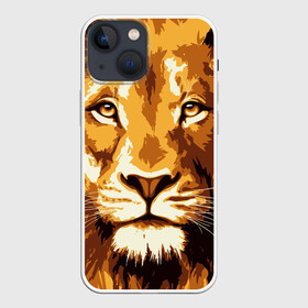 Чехол для iPhone 13 mini с принтом Взгляд льва в Новосибирске,  |  | арт | грива | деко | жедтая | животные | закат | зверей | золото | кошка | лев | лето | львенок | неоновая | очки | пляж | прайд | разноцветная | солнце | тигр | узоры | царь | яркие
