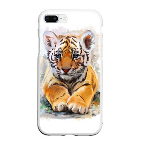 Чехол для iPhone 7Plus/8 Plus матовый с принтом Tiger Art в Новосибирске, Силикон | Область печати: задняя сторона чехла, без боковых панелей | art | blue | dinamic picture | lion | tiger | white | арт | животные | картинка | лев | рисунок | тигр
