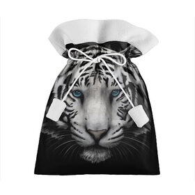 Подарочный 3D мешок с принтом Белый Тигр в Новосибирске, 100% полиэстер | Размер: 29*39 см | Тематика изображения на принте: tiger | животное | тигр | тигрица | чернобелый