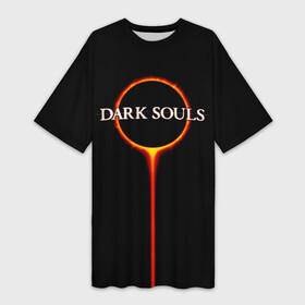 Платье-футболка 3D с принтом Dark Souls в Новосибирске,  |  | Тематика изображения на принте: black sun | bonfire | dark souls | dark souls 3 | dark souls logo | ds 3 | game | souls | sun | you died | дарк соулз | дарк соулс | дарк соулс лого | дс 3 | затмение | игра | солнечное затмение | солнце | темная душа | темные души | черное