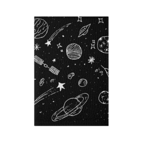 Обложка для паспорта матовая кожа с принтом Cosmos в Новосибирске, натуральная матовая кожа | размер 19,3 х 13,7 см; прозрачные пластиковые крепления | comet | cosmos | moon | planet | satellite | saturn | space | star | weightlessness | звезда | комета | космос | луна | невесомость | планета | сатурн | спутник