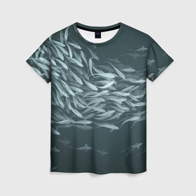 Женская футболка 3D с принтом Рыбы в Новосибирске, 100% полиэфир ( синтетическое хлопкоподобное полотно) | прямой крой, круглый вырез горловины, длина до линии бедер | fish | fishing | вода | друг | животные | крючок | лето | море | мужчина | озера | отдых | подарок | природа | рыба | рыбалка | рыбки | улов