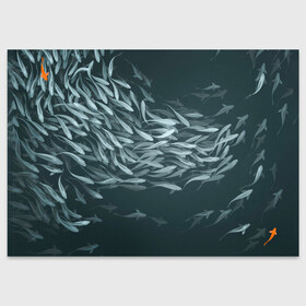Поздравительная открытка с принтом Рыбы в Новосибирске, 100% бумага | плотность бумаги 280 г/м2, матовая, на обратной стороне линовка и место для марки
 | fish | fishing | вода | друг | животные | крючок | лето | море | мужчина | озера | отдых | подарок | природа | рыба | рыбалка | рыбки | улов