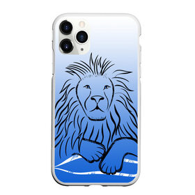 Чехол для iPhone 11 Pro Max матовый с принтом MY KINGDOM в Новосибирске, Силикон |  | Тематика изображения на принте: lion | градиент | контурный рисунок | лев | лев по гороскопу | на синем фоне | подарить льву