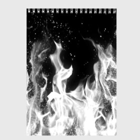 Скетчбук с принтом ЧЕРНО БЕЛЫЙ ОГОНЬ в Новосибирске, 100% бумага
 | 48 листов, плотность листов — 100 г/м2, плотность картонной обложки — 250 г/м2. Листы скреплены сверху удобной пружинной спиралью | Тематика изображения на принте: fire | в огне | взрыв | огненный | огонь | пожар | текстура