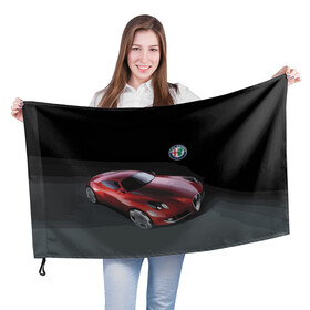 Флаг 3D с принтом Alfa Romeo в Новосибирске, 100% полиэстер | плотность ткани — 95 г/м2, размер — 67 х 109 см. Принт наносится с одной стороны | alfa romeo | car | italy | motorsport | prestige | автоспорт | альфа ромео | италия | престиж