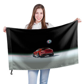 Флаг 3D с принтом Alfa Romeo в Новосибирске, 100% полиэстер | плотность ткани — 95 г/м2, размер — 67 х 109 см. Принт наносится с одной стороны | alfa romeo | car | italy | motorsport | prestige | автоспорт | альфа ромео | италия | престиж