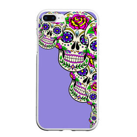 Чехол для iPhone 7Plus/8 Plus матовый с принтом Calavera 2 в Новосибирске, Силикон | Область печати: задняя сторона чехла, без боковых панелей | color | краски | мексиканский | череп