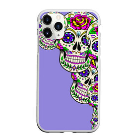 Чехол для iPhone 11 Pro Max матовый с принтом Calavera 2 в Новосибирске, Силикон |  | color | краски | мексиканский | череп