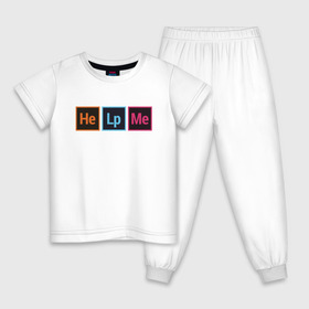 Детская пижама хлопок с принтом He Lp Me в Новосибирске, 100% хлопок |  брюки и футболка прямого кроя, без карманов, на брюках мягкая резинка на поясе и по низу штанин
 | cmyk | design | designer | illustrator | photoshop | rgb | дезигнер | дизайн | дизанер | ргб
