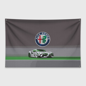 Флаг-баннер с принтом Alfa Romeo motorsport в Новосибирске, 100% полиэстер | размер 67 х 109 см, плотность ткани — 95 г/м2; по краям флага есть четыре люверса для крепления | alfa romeo | car | italy | motorsport | prestige | автоспорт | альфа ромео | италия | престиж