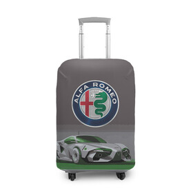 Чехол для чемодана 3D с принтом Alfa Romeo motorsport в Новосибирске, 86% полиэфир, 14% спандекс | двустороннее нанесение принта, прорези для ручек и колес | alfa romeo | car | italy | motorsport | prestige | автоспорт | альфа ромео | италия | престиж