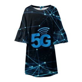 Детское платье 3D с принтом 5G Network в Новосибирске, 100% полиэстер | прямой силуэт, чуть расширенный к низу. Круглая горловина, на рукавах — воланы | Тематика изображения на принте: 4g | 5g | 5g картинки | 5g мемы | 5g рисунок | internet | network | print | speed | плакат | пнг | постер | против 5g