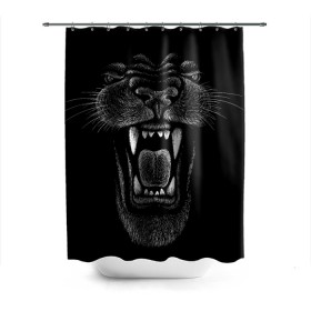 Штора 3D для ванной с принтом Черная пантера в Новосибирске, 100% полиэстер | плотность материала — 100 г/м2. Стандартный размер — 146 см х 180 см. По верхнему краю — пластиковые люверсы для креплений. В комплекте 10 пластиковых колец | big | black | cat | danger | jungle | king | leopard | panter | panther | picture | большая | большой | джунглей | джунгли | зубы | король | кот | кошка | леопард | мелками | опасная | опасный | охотник | пантера | пасть | рисунок | хищник | 