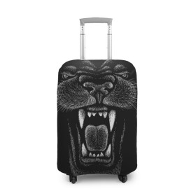 Чехол для чемодана 3D с принтом Черная пантера в Новосибирске, 86% полиэфир, 14% спандекс | двустороннее нанесение принта, прорези для ручек и колес | big | black | cat | danger | jungle | king | leopard | panter | panther | picture | большая | большой | джунглей | джунгли | зубы | король | кот | кошка | леопард | мелками | опасная | опасный | охотник | пантера | пасть | рисунок | хищник | 