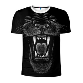 Мужская футболка 3D спортивная с принтом Черная пантера в Новосибирске, 100% полиэстер с улучшенными характеристиками | приталенный силуэт, круглая горловина, широкие плечи, сужается к линии бедра | Тематика изображения на принте: big | black | cat | danger | jungle | king | leopard | panter | panther | picture | большая | большой | джунглей | джунгли | зубы | король | кот | кошка | леопард | мелками | опасная | опасный | охотник | пантера | пасть | рисунок | хищник | 