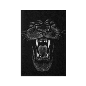 Обложка для паспорта матовая кожа с принтом Черная пантера в Новосибирске, натуральная матовая кожа | размер 19,3 х 13,7 см; прозрачные пластиковые крепления | big | black | cat | danger | jungle | king | leopard | panter | panther | picture | большая | большой | джунглей | джунгли | зубы | король | кот | кошка | леопард | мелками | опасная | опасный | охотник | пантера | пасть | рисунок | хищник | 
