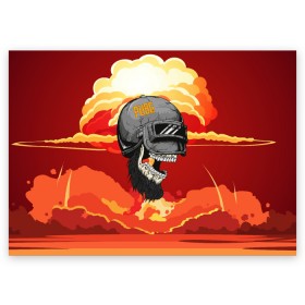 Поздравительная открытка с принтом PUBG Skull в Новосибирске, 100% бумага | плотность бумаги 280 г/м2, матовая, на обратной стороне линовка и место для марки
 | Тематика изображения на принте: action | battle | battleground | battlegrounds | chicken dinner | game | games | mmo | player | pubg | royal | royale | skull | spetcnaz | spetsnaz | steam | unknown | батл | баттл | в шлеме | игра | онлайн | роял | рояле | спецназ | спецназа | 