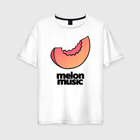 Женская футболка хлопок Oversize с принтом MELON MUSIC в Новосибирске, 100% хлопок | свободный крой, круглый ворот, спущенный рукав, длина до линии бедер
 | mayot | melon | music | seemee | yungway | вэй | дыни | майот | мелон | мьюзик | сими | янг | янгвэй