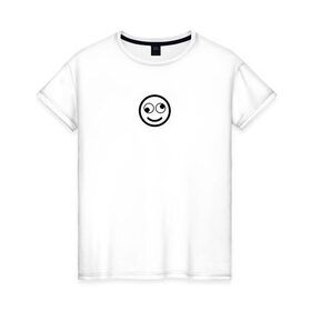 Женская футболка хлопок с принтом SMILE в Новосибирске, 100% хлопок | прямой крой, круглый вырез горловины, длина до линии бедер, слегка спущенное плечо | майка | майка смайлик | смайл | смайлик | топ