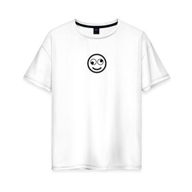 Женская футболка хлопок Oversize с принтом SMILE в Новосибирске, 100% хлопок | свободный крой, круглый ворот, спущенный рукав, длина до линии бедер
 | майка | майка смайлик | смайл | смайлик | топ