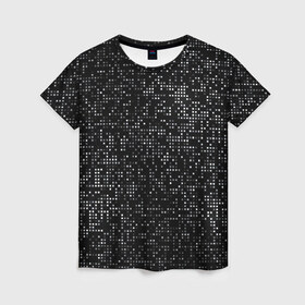 Женская футболка 3D с принтом Блестящие полутона в Новосибирске, 100% полиэфир ( синтетическое хлопкоподобное полотно) | прямой крой, круглый вырез горловины, длина до линии бедер | halftone | hi tech | net | nets | pattern | shiny | square | texture | web | битная | биты | блестит | блестящие | в квадратик | в клетку | в клеточку | в сетку | квадратики | квадраты | паттерн | полутона | светятся | светящиеся