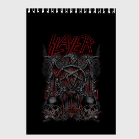 Скетчбук с принтом Slayer в Новосибирске, 100% бумага
 | 48 листов, плотность листов — 100 г/м2, плотность картонной обложки — 250 г/м2. Листы скреплены сверху удобной пружинной спиралью | kerry king | musical group | repentless | slayer | tom araya | метал | том арайа | трэш