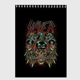 Скетчбук с принтом Slayer в Новосибирске, 100% бумага
 | 48 листов, плотность листов — 100 г/м2, плотность картонной обложки — 250 г/м2. Листы скреплены сверху удобной пружинной спиралью | kerry king | musical group | repentless | slayer | tom araya | метал | том арайа | трэш