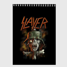 Скетчбук с принтом Slayer в Новосибирске, 100% бумага
 | 48 листов, плотность листов — 100 г/м2, плотность картонной обложки — 250 г/м2. Листы скреплены сверху удобной пружинной спиралью | kerry king | musical group | repentless | slayer | tom araya | метал | том арайа | трэш