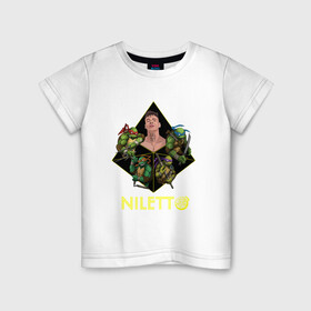 Детская футболка хлопок с принтом NILETTO в Новосибирске, 100% хлопок | круглый вырез горловины, полуприлегающий силуэт, длина до линии бедер | Тематика изображения на принте: niletto | клип | любимка | нилетто | песни | песня любимка | рэп