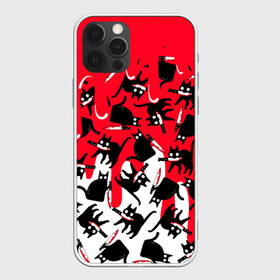 Чехол для iPhone 12 Pro с принтом WHAT CAT  в Новосибирске, силикон | область печати: задняя сторона чехла, без боковых панелей | art | black | black cat | cat | dark | dark cat | what | what cat | what mem | арт | вопрос | интернет мем | кот | кот арт | кот мем | кошачье лицо | кошачья мордочка | мем | нож | прикол | прикольный кот | убица | чёрный | чёрный кот