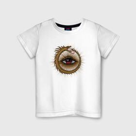 Детская футболка хлопок с принтом Уроборос в Новосибирске, 100% хлопок | круглый вырез горловины, полуприлегающий силуэт, длина до линии бедер | алхимия | дельта | заговор | иллюминаты | масонство | масоны | наблюдение | наугольник | символы | циркуль | эзотерика