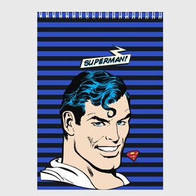 Скетчбук с принтом Superman! в Новосибирске, 100% бумага
 | 48 листов, плотность листов — 100 г/м2, плотность картонной обложки — 250 г/м2. Листы скреплены сверху удобной пружинной спиралью | man | steel | superman | vdzajul | супермен | супермэн