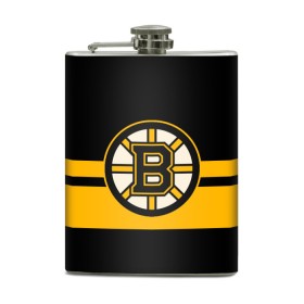 Фляга с принтом BOSTON BRUINS NHL в Новосибирске, металлический корпус | емкость 0,22 л, размер 125 х 94 мм. Виниловая наклейка запечатывается полностью | Тематика изображения на принте: black | boston | bruins | hockey | ice | logo | nhl | sport | usa | бостон | брюинз | логотип | нхл | спорт | хоккей