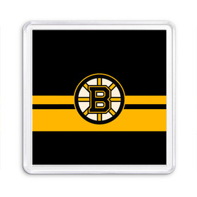 Магнит 55*55 с принтом BOSTON BRUINS NHL в Новосибирске, Пластик | Размер: 65*65 мм; Размер печати: 55*55 мм | Тематика изображения на принте: black | boston | bruins | hockey | ice | logo | nhl | sport | usa | бостон | брюинз | логотип | нхл | спорт | хоккей