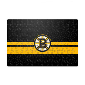 Пазл магнитный 126 элементов с принтом BOSTON BRUINS NHL в Новосибирске, полимерный материал с магнитным слоем | 126 деталей, размер изделия —  180*270 мм | Тематика изображения на принте: black | boston | bruins | hockey | ice | logo | nhl | sport | usa | бостон | брюинз | логотип | нхл | спорт | хоккей