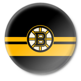 Значок с принтом BOSTON BRUINS NHL в Новосибирске,  металл | круглая форма, металлическая застежка в виде булавки | black | boston | bruins | hockey | ice | logo | nhl | sport | usa | бостон | брюинз | логотип | нхл | спорт | хоккей