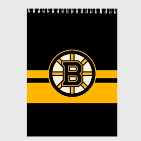 Скетчбук с принтом BOSTON BRUINS NHL в Новосибирске, 100% бумага
 | 48 листов, плотность листов — 100 г/м2, плотность картонной обложки — 250 г/м2. Листы скреплены сверху удобной пружинной спиралью | black | boston | bruins | hockey | ice | logo | nhl | sport | usa | бостон | брюинз | логотип | нхл | спорт | хоккей