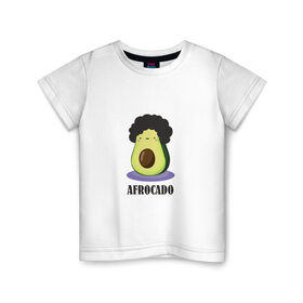 Детская футболка хлопок с принтом Авокадик в Новосибирске, 100% хлопок | круглый вырез горловины, полуприлегающий силуэт, длина до линии бедер | Тематика изображения на принте: авокадик | авокадо | афрокадо.