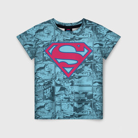 Детская футболка 3D с принтом Man of steel в Новосибирске, 100% гипоаллергенный полиэфир | прямой крой, круглый вырез горловины, длина до линии бедер, чуть спущенное плечо, ткань немного тянется | man | steel | superman | vdzajul | супермен | супермэн