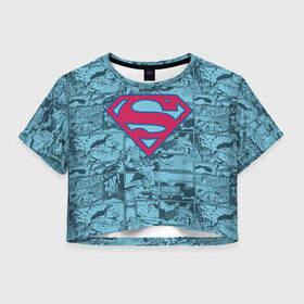 Женская футболка Crop-top 3D с принтом Man of steel в Новосибирске, 100% полиэстер | круглая горловина, длина футболки до линии талии, рукава с отворотами | man | steel | superman | vdzajul | супермен | супермэн