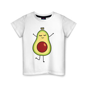 Детская футболка хлопок с принтом Милое авокадо в Новосибирске, 100% хлопок | круглый вырез горловины, полуприлегающий силуэт, длина до линии бедер | авокадо | милое